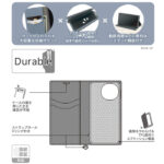Durable 耐衝撃 マグネット不使用 シンプル スクエア 手帳型レザーケース