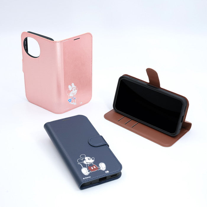 ディズニー / 衝撃吸収 マグネットベルト シンプル 手帳型レザーケース