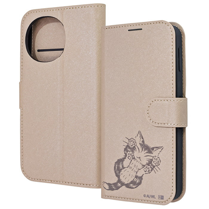 猫のダヤン / 衝撃吸収 マグネットベルト シンプル 手帳型レザーケース / ダヤン_にゃんキュー