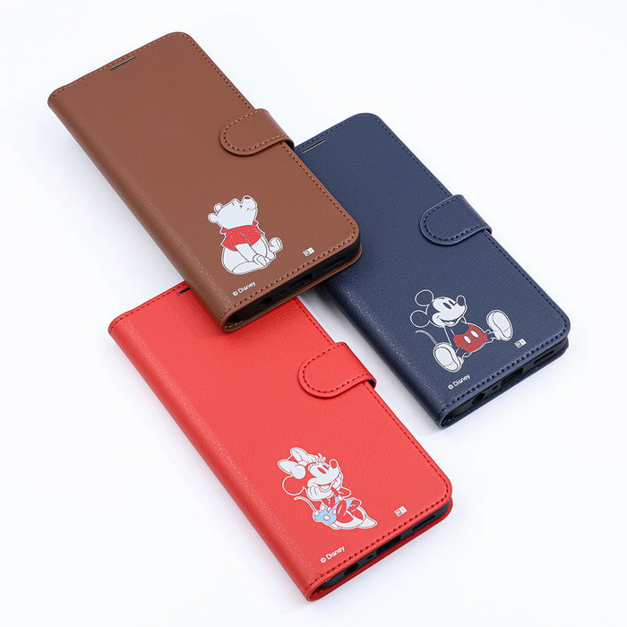ディズニー / 衝撃吸収 マグネットベルト シンプル 手帳型レザーケース