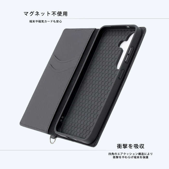 Durable 耐衝撃 マグネット不使用 シンプル スクエア 手帳型レザーケース