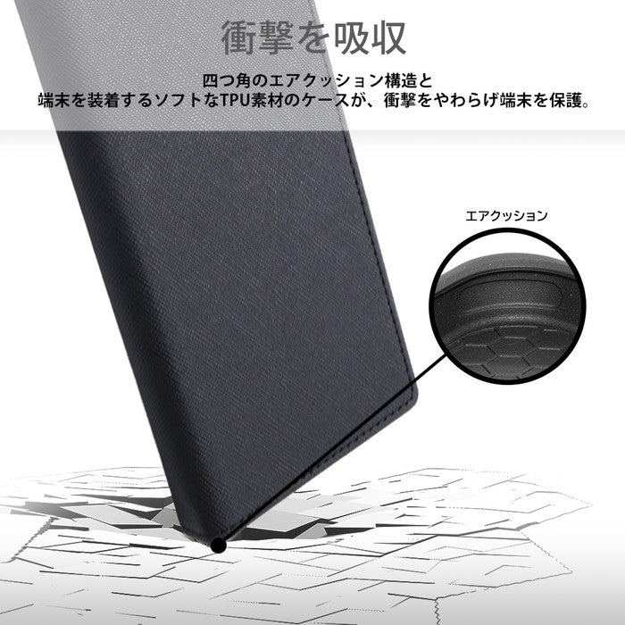 Durable 耐衝撃 マグネット不使用 シンプル スクエア 手帳型レザーケース
