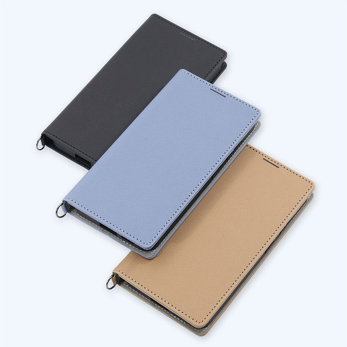 Durable 耐衝撃 マグネット不使用 シンプル スクエア 手帳型レザーケース