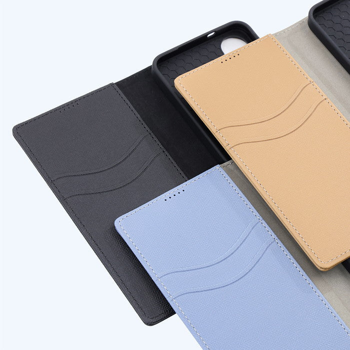 Durable 耐衝撃 マグネット不使用 シンプル スクエア 手帳型レザーケース