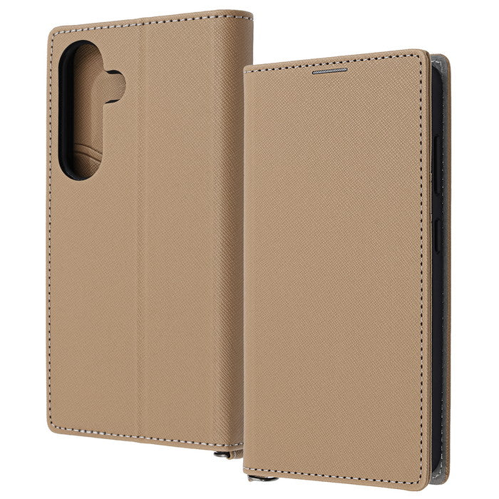 Durable 耐衝撃 マグネット不使用 シンプル スクエア 手帳型レザーケース / トープ_ライトグレー