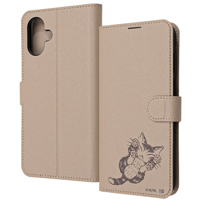 猫のダヤン / 衝撃吸収 マグネットベルト シンプル 手帳型レザーケース / ダヤン_にゃんキュー