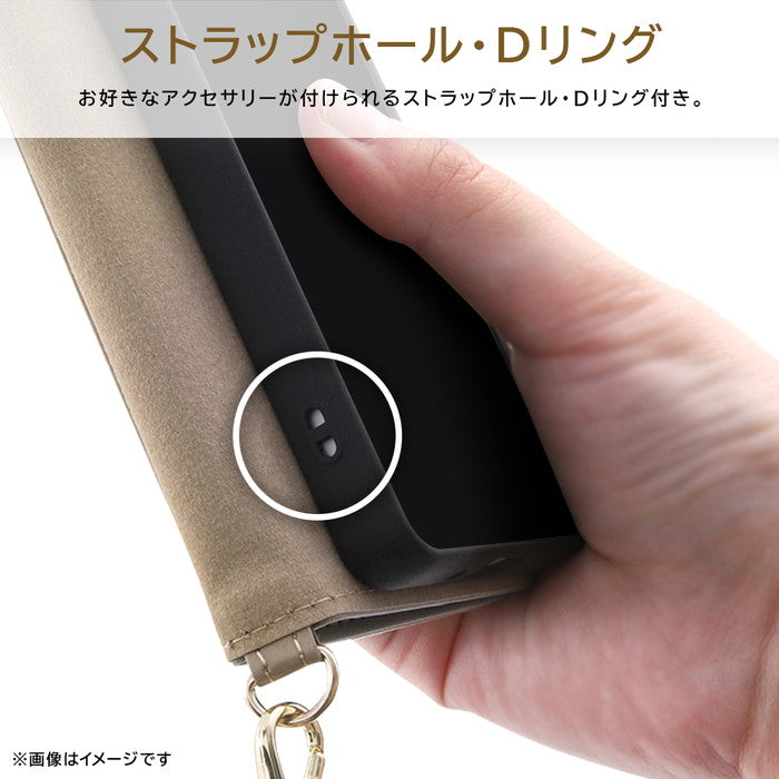 Raffine 耐衝撃 マグネットベルト ハンドストラップ付き さらさら ムラ染め 手帳型レザーケース