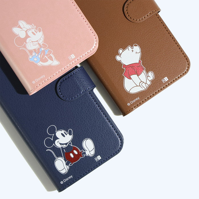 ディズニー / 衝撃吸収 マグネットベルト シンプル 手帳型レザーケース