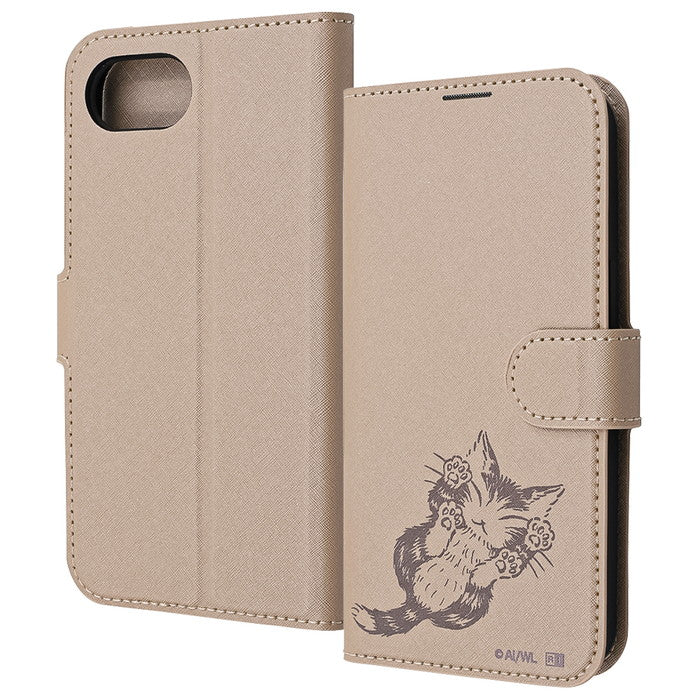 猫のダヤン / 衝撃吸収 マグネットベルト シンプル 手帳型レザーケース / ダヤン_にゃんキュー