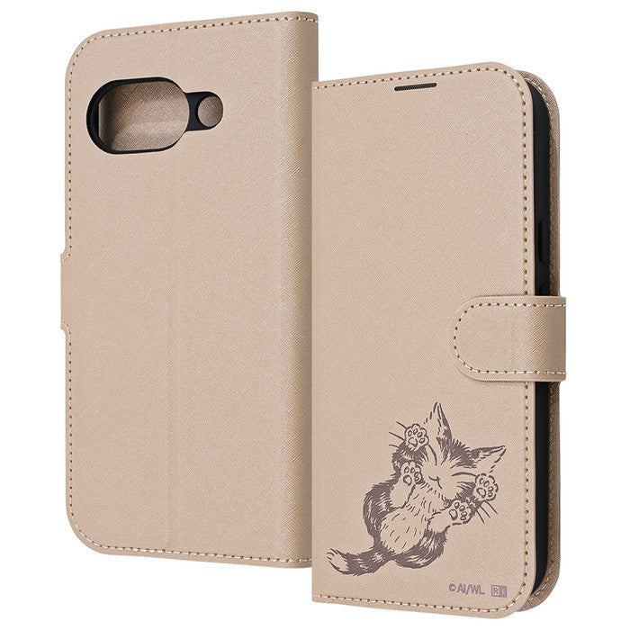 猫のダヤン / 衝撃吸収 マグネットベルト シンプル 手帳型レザーケース / ダヤン_にゃんキュー