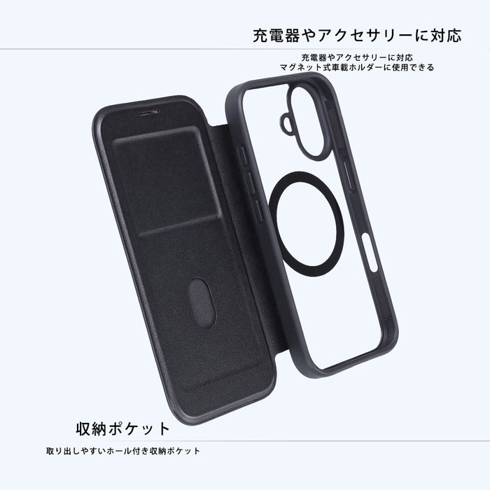クリアフリップケース マグネット マグネット充電対応
