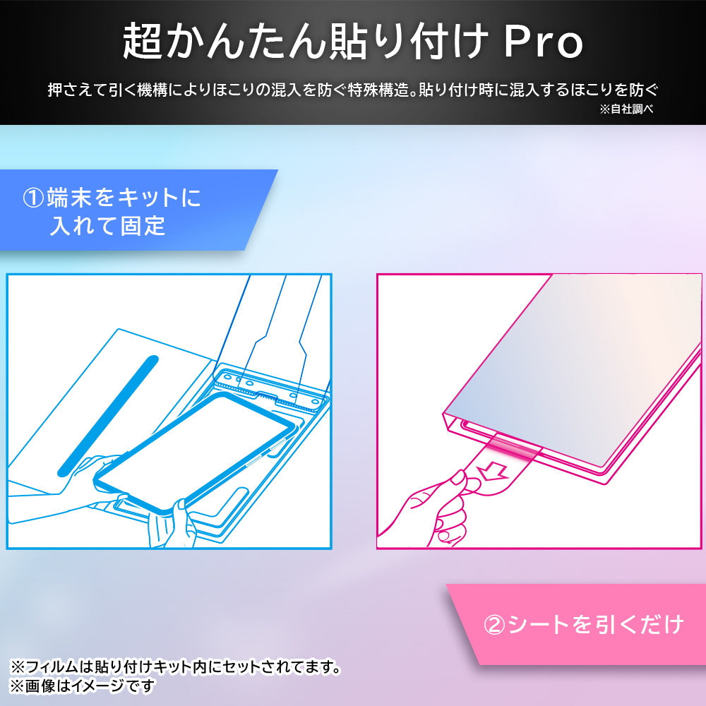 超かんたん 貼り付けPRO ガラスフィルム 平面保護 高透明