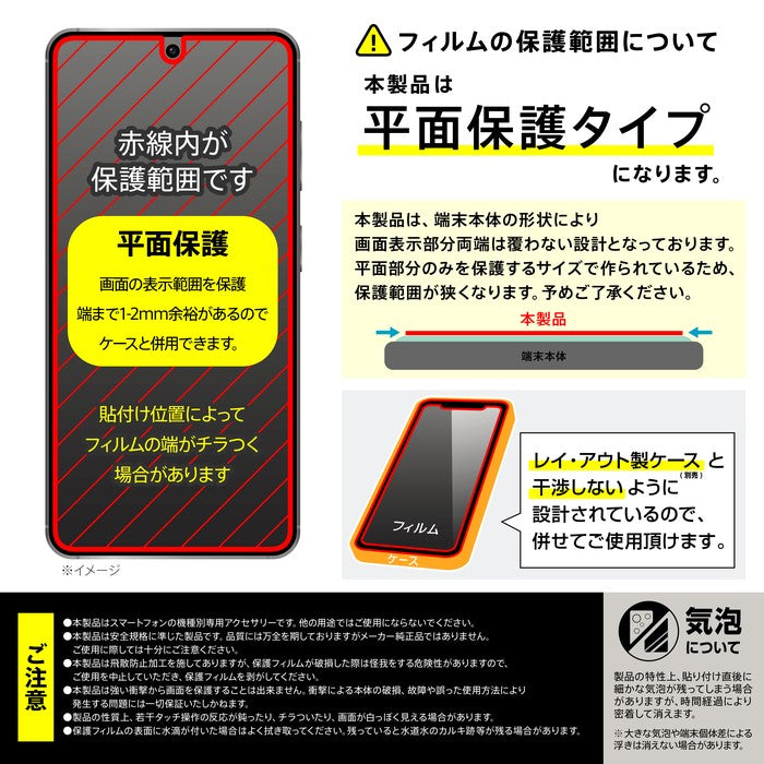 ガラスフィルム マルチケースフィット 硬度10H ブルーライトカット高透明 指紋認証対応