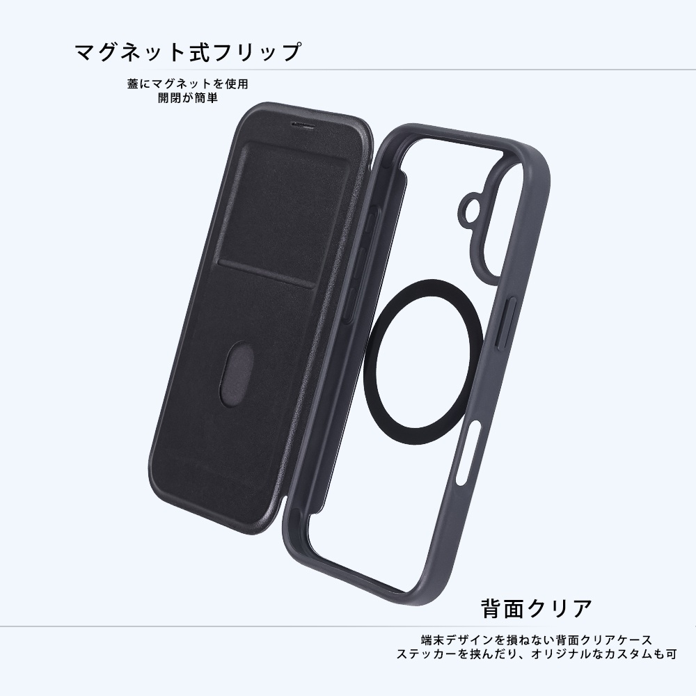 クリアフリップケース マグネット マグネット充電対応