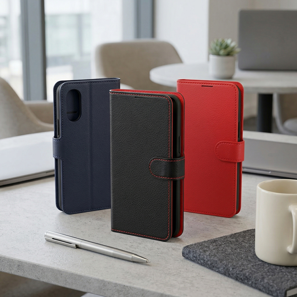 手帳型レザーケース シンプル マグネット