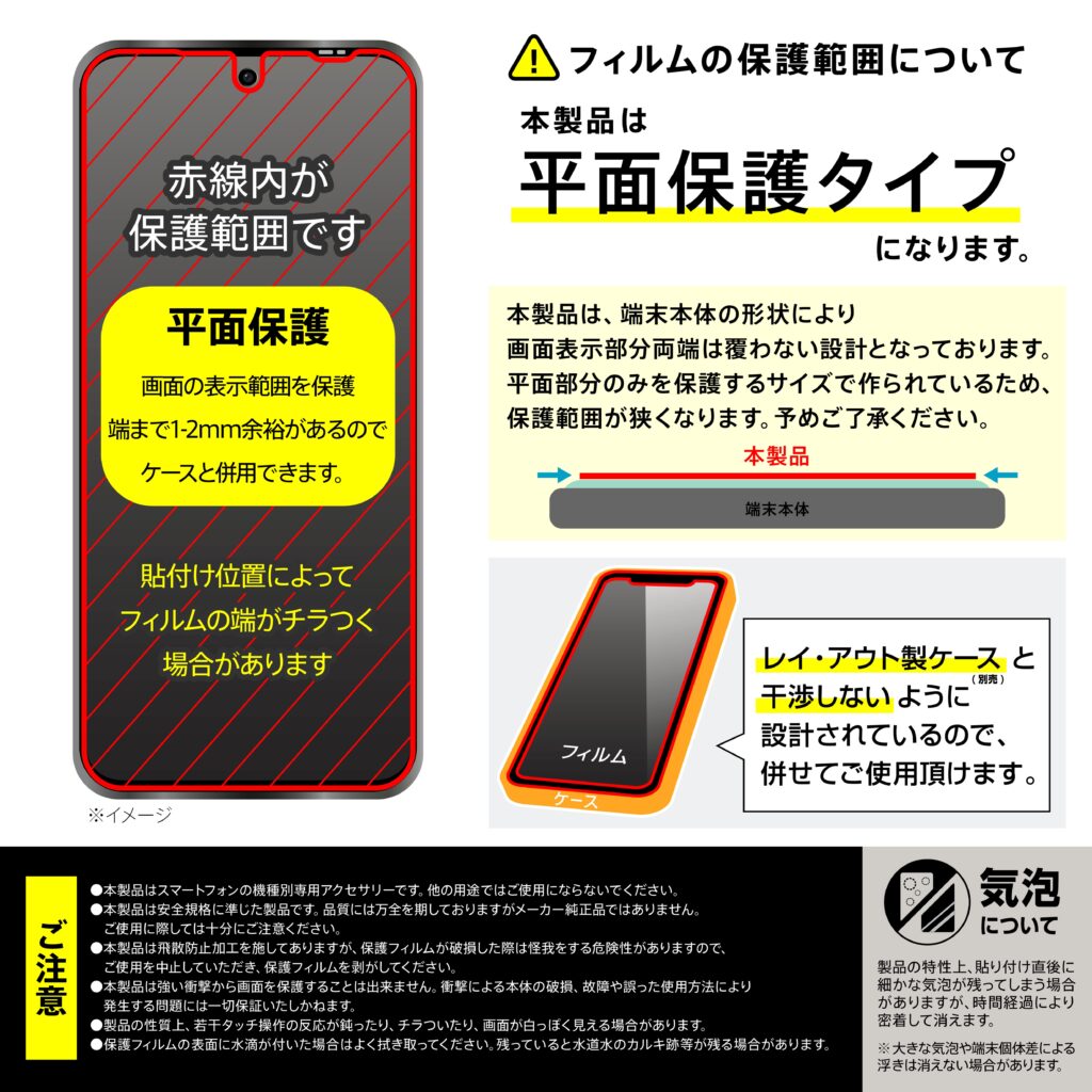 ガラスフィルム マルチケースフィット 高透明