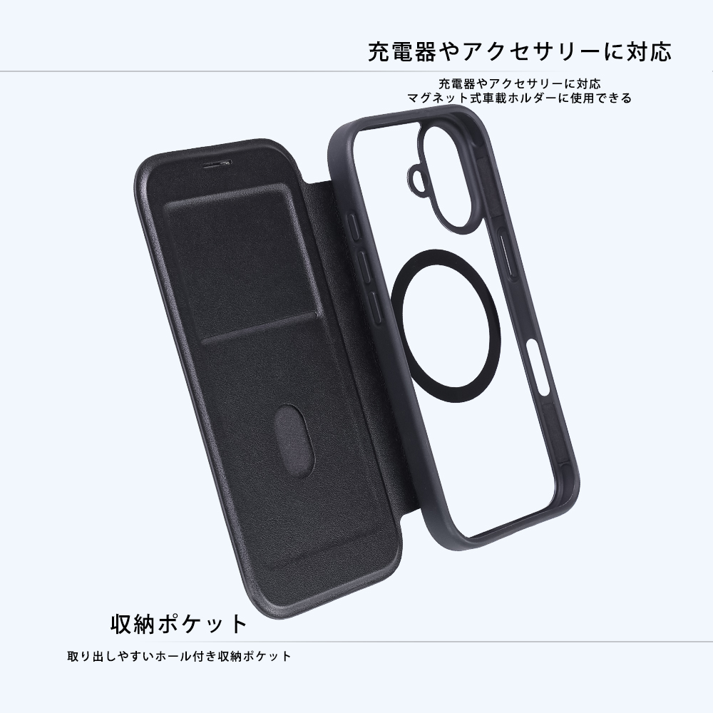 クリアフリップケース マグネット マグネット充電対応