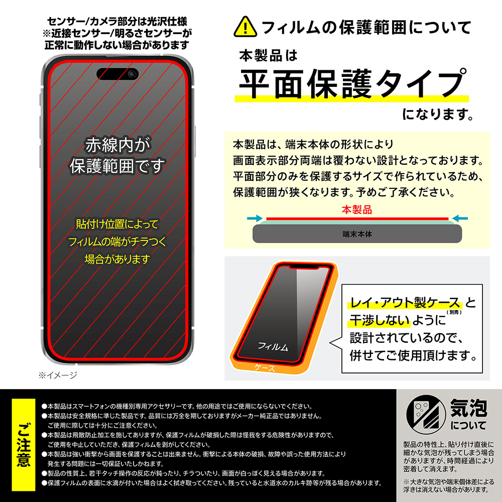 ガラスフィルム マルチケースフィット 硬度10H 覗き見防止