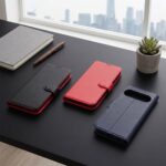 手帳型レザーケース シンプル マグネット